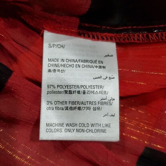 INC Sheer Peplem Blouse w/Gold Metallic & Bell Sleeves with Free Bralette - Picture 9 of 15